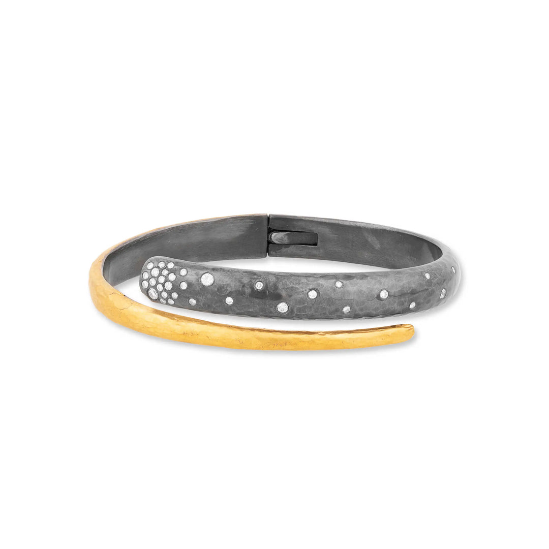 24K Yellow Gold & Oxidized Silver Midnight Wrap Diamond Bracelet