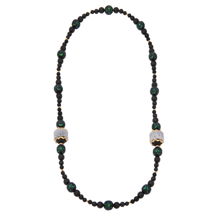 18K Yellow Gold Lavender Jade and Diamond Mala Bead Necklace