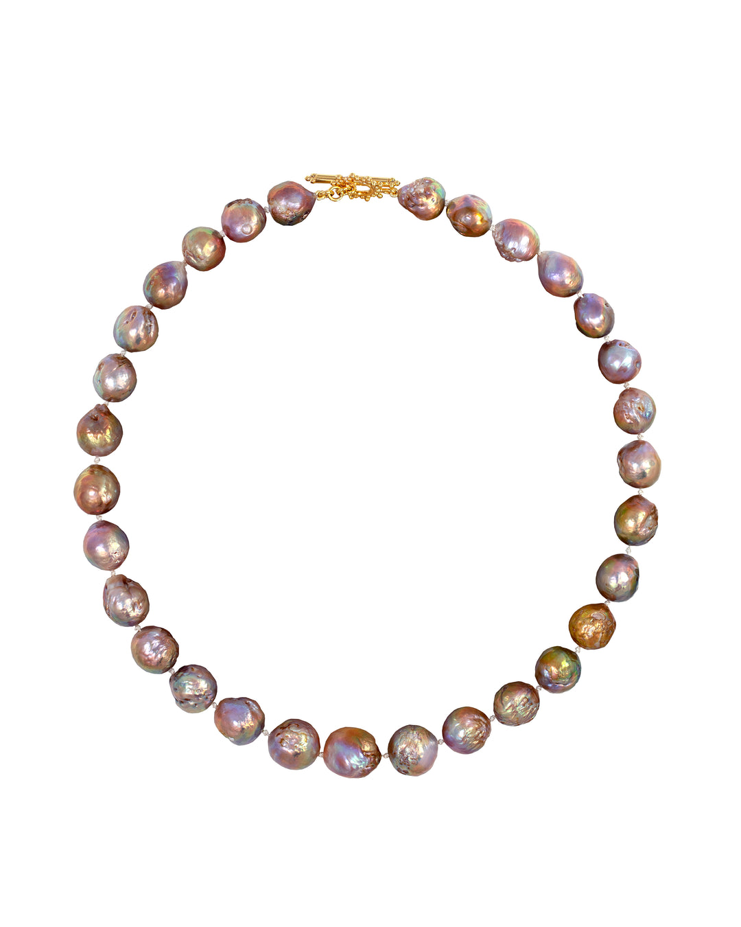 18K Yellow Gold Pearl Necklace "Silvery Light”