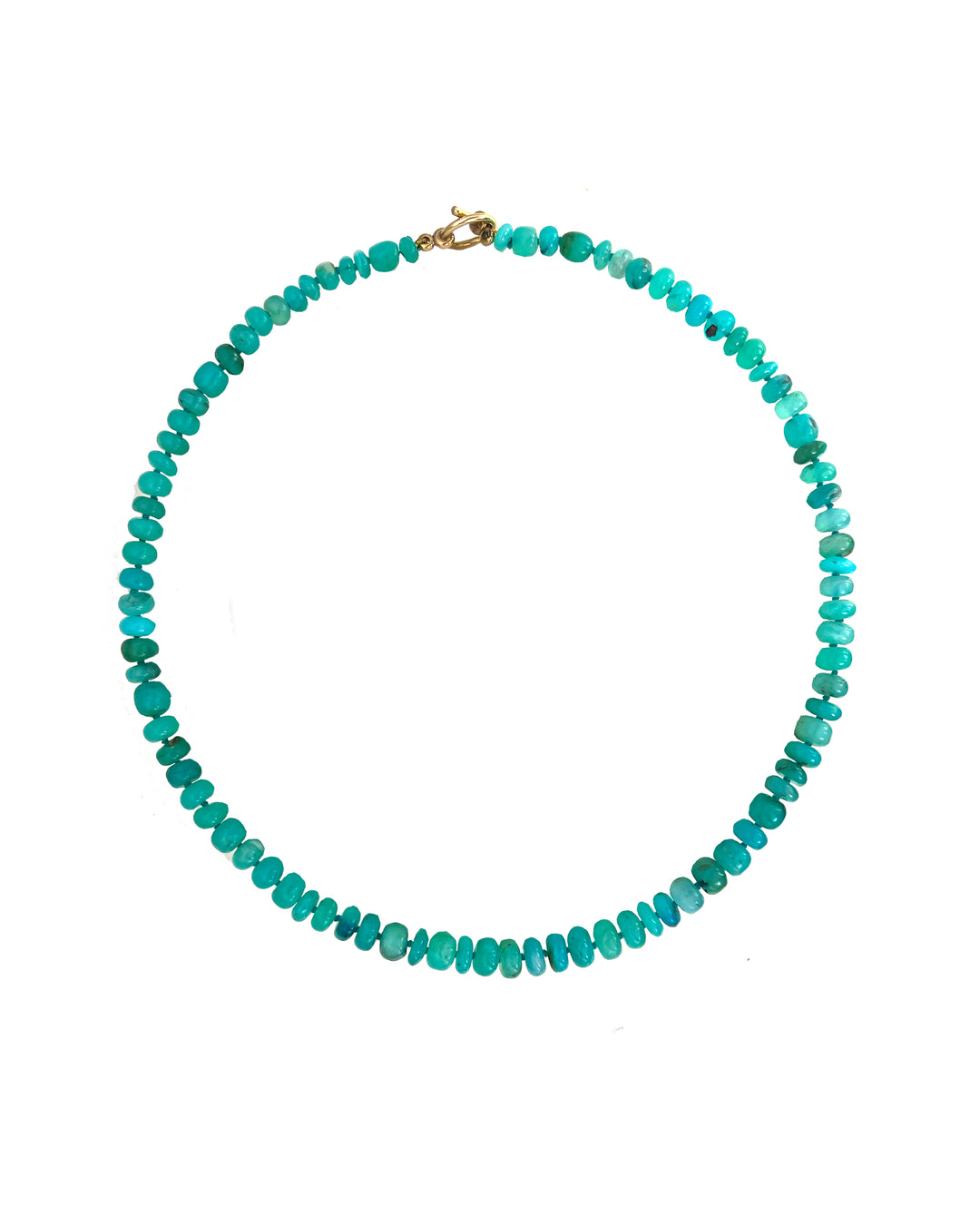18K Yellow Gold Opal Necklace "Azure skies”