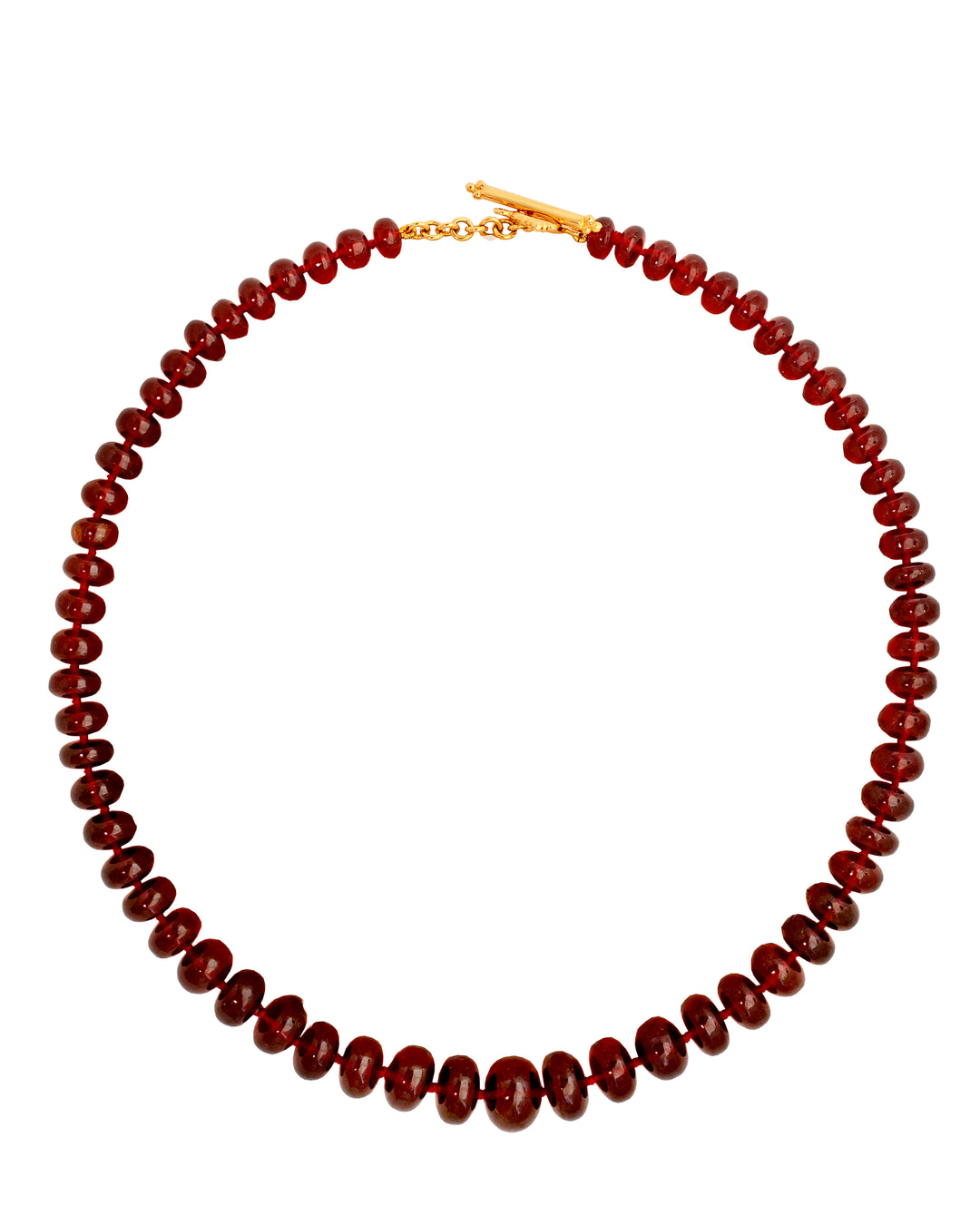 18K Yellow Gold Garnet Necklace "Royal Red”
