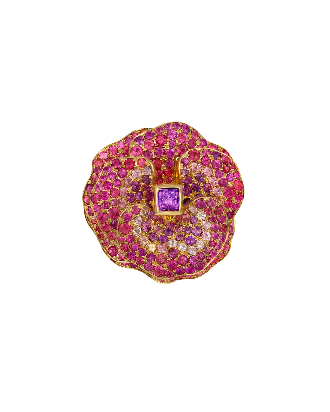 18K Yellow Gold Sapphire and Amethyst Pendant