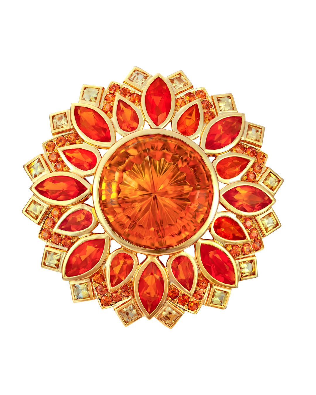 18K Yellow Gold Citrine, Opal and Sapphire Pendant