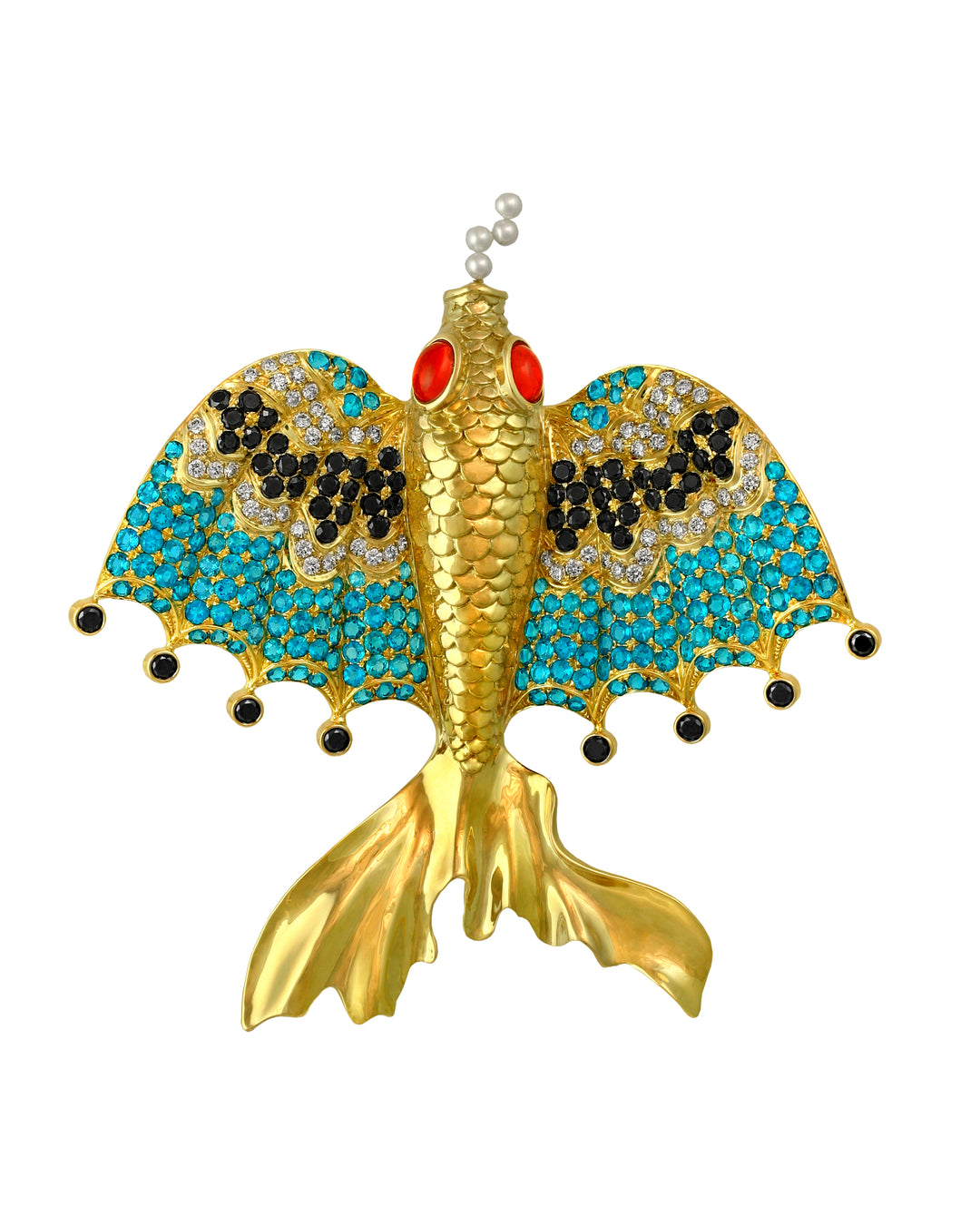 18K Yellow Gold Diamond, Apatite, Pearl and Opal Pendant