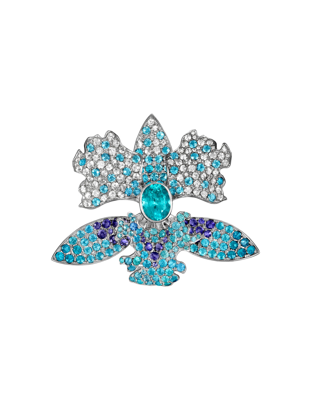 18K White Gold Zircon, Iolite and Apatite Pendant