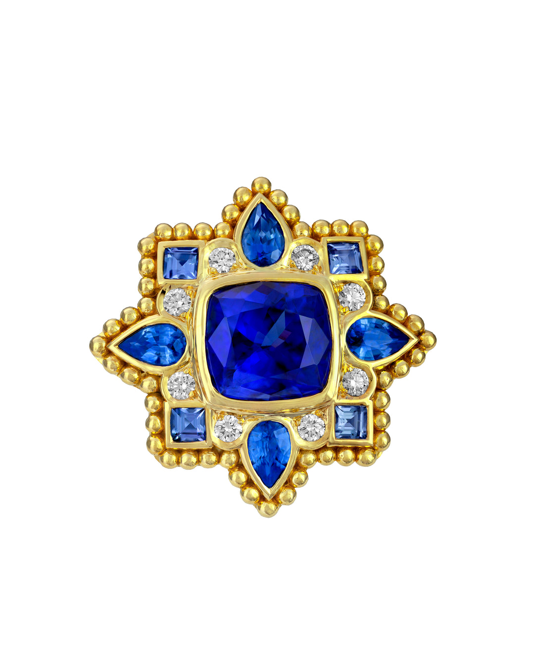 18K Yellow Gold Tanzanite and Diamond Pendant