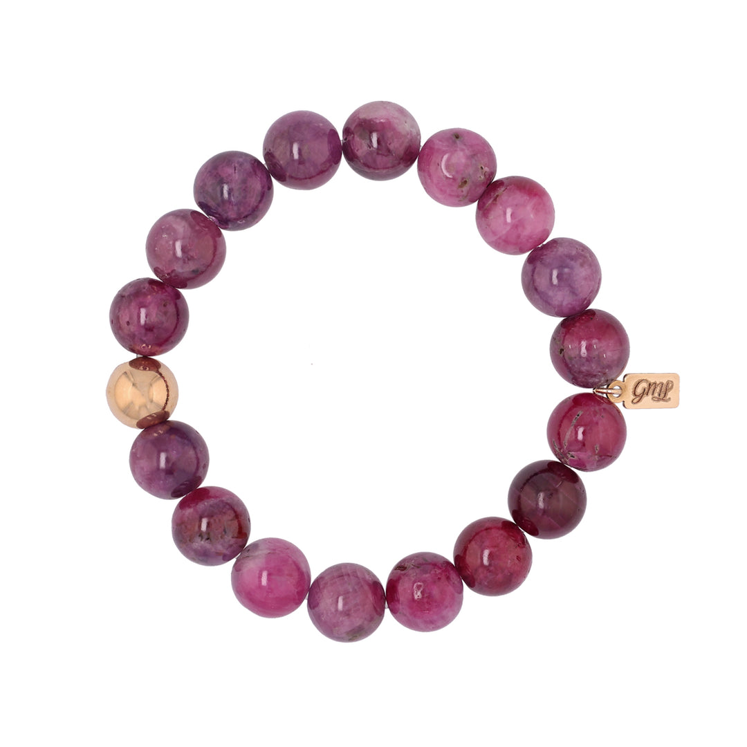 Heated Pink Sapphire, 11mm Beaded Bracelet
