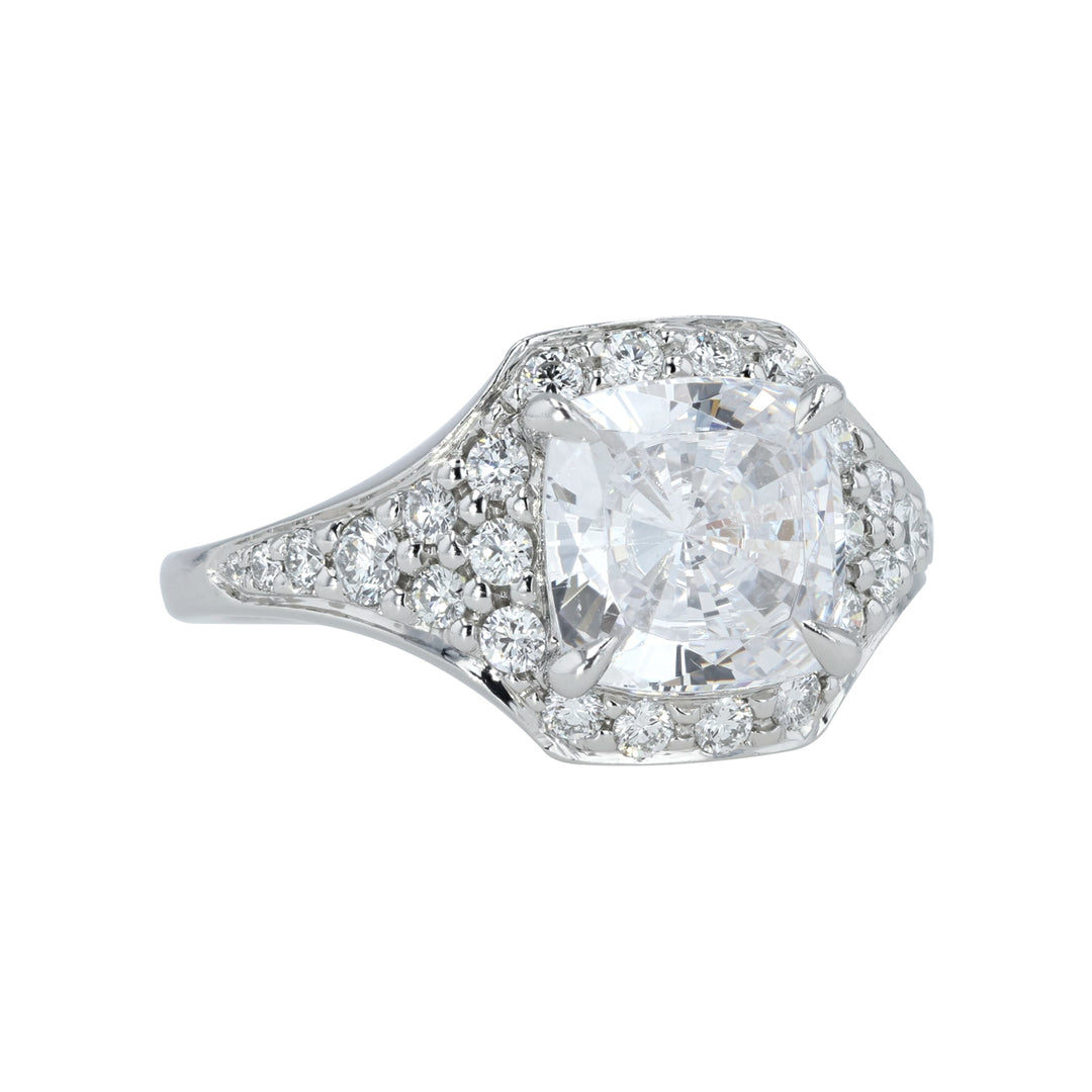 Platinum Large "Monroe" Engagement Ring with Diamonds