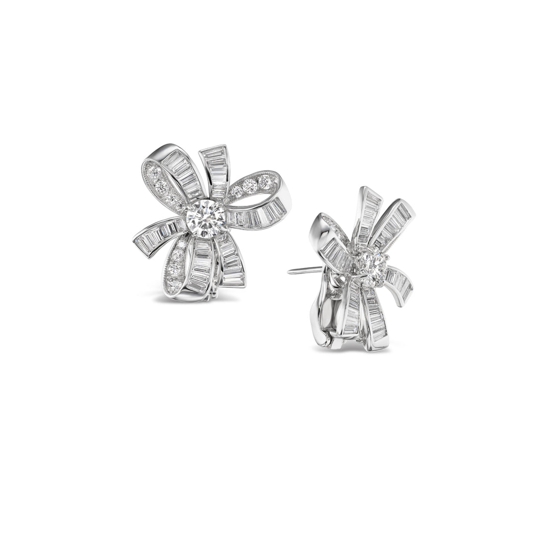 Platinum & Diamond Bow Earrings