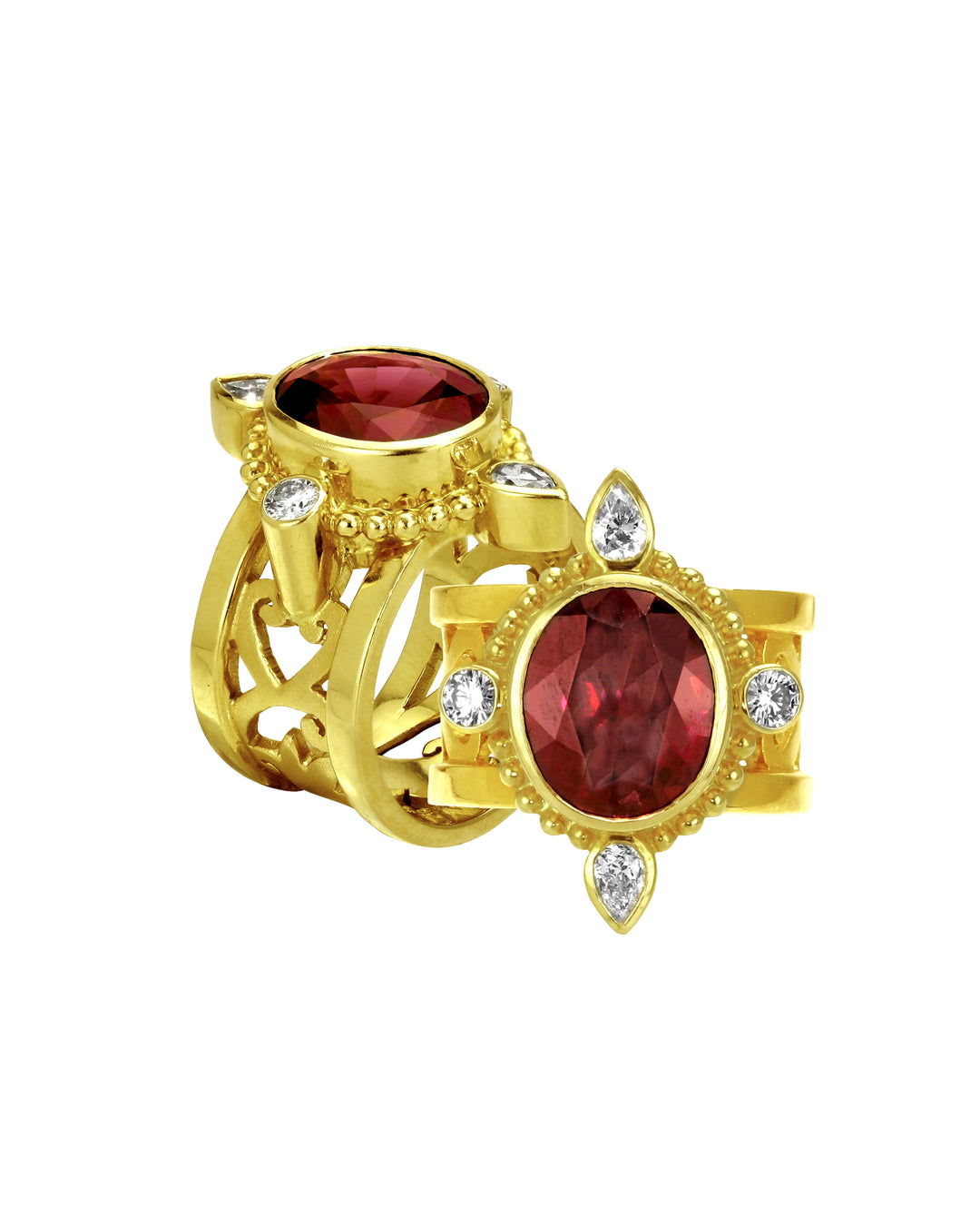 18K Yellow Gold Spinel and Diamond Ring