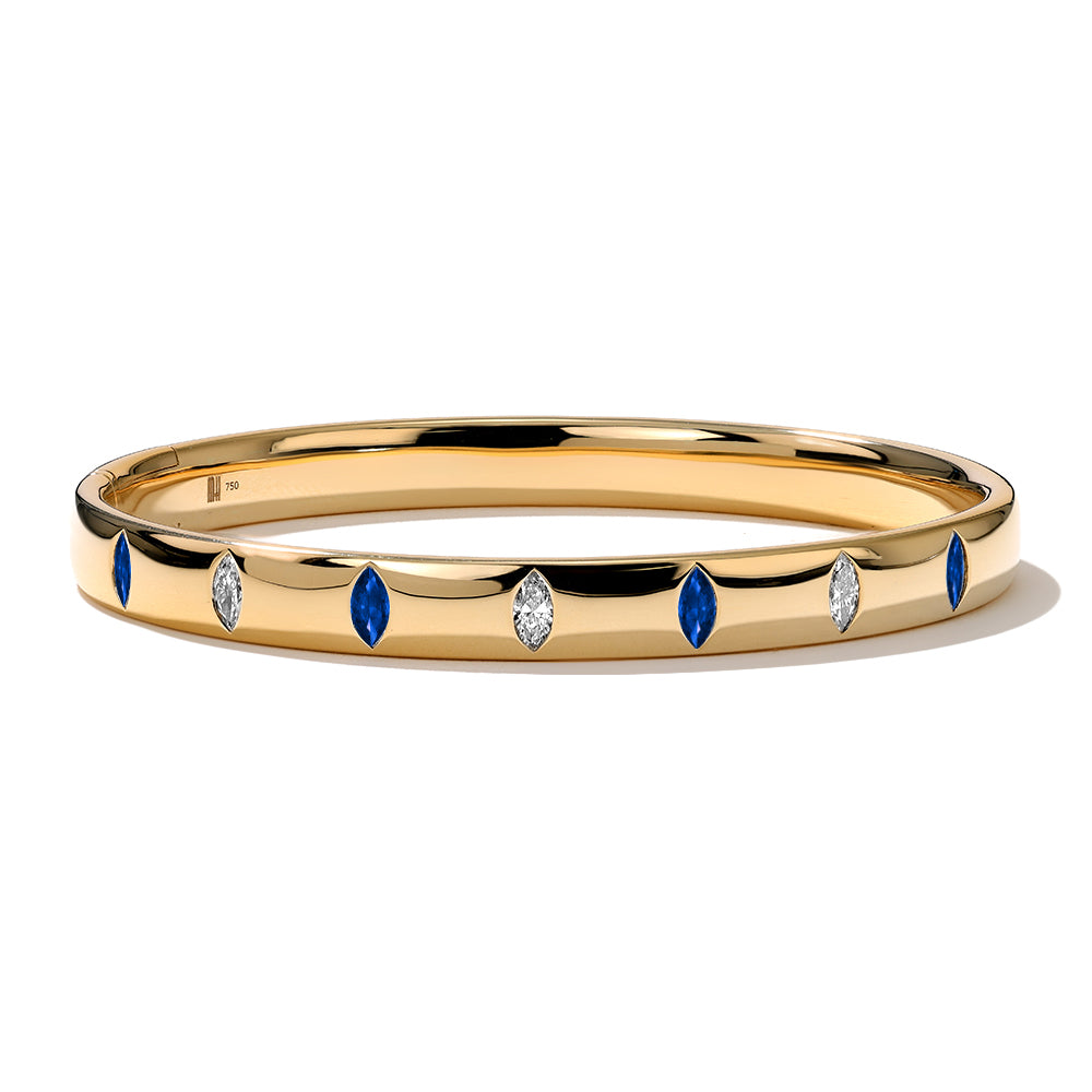 18K Yellow Gold, Sapphire & Diamond Guardian Bangle