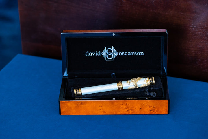 Black Water Dragon Roller Ball Pen in Sterling Silver