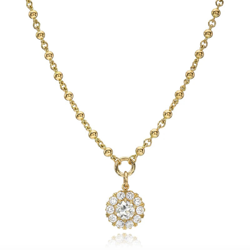 18K Yellow Gold Old European Cut Diamond & Old European Cut Diamond Rosary Mini Talia Necklace