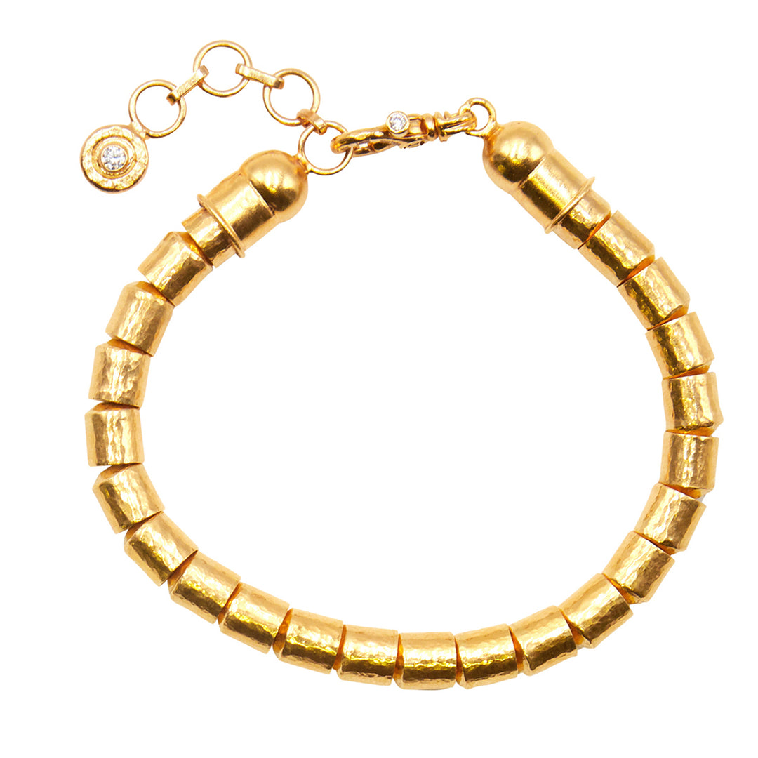24K Yellow Gold Thick Hammered Vertigo Bracelet