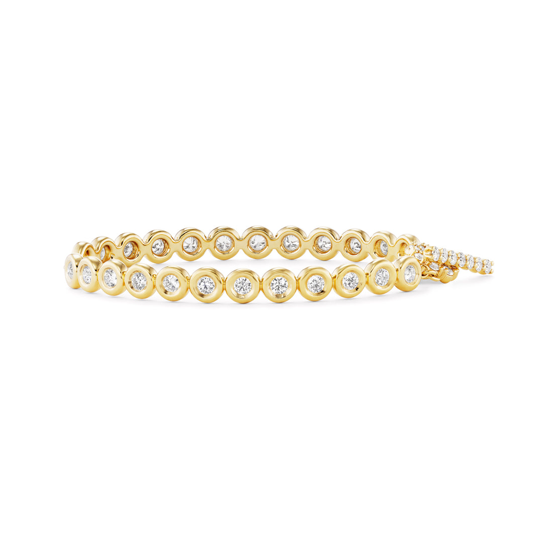 18K Yellow Gold Diamond Bezel Cuff Bracelet