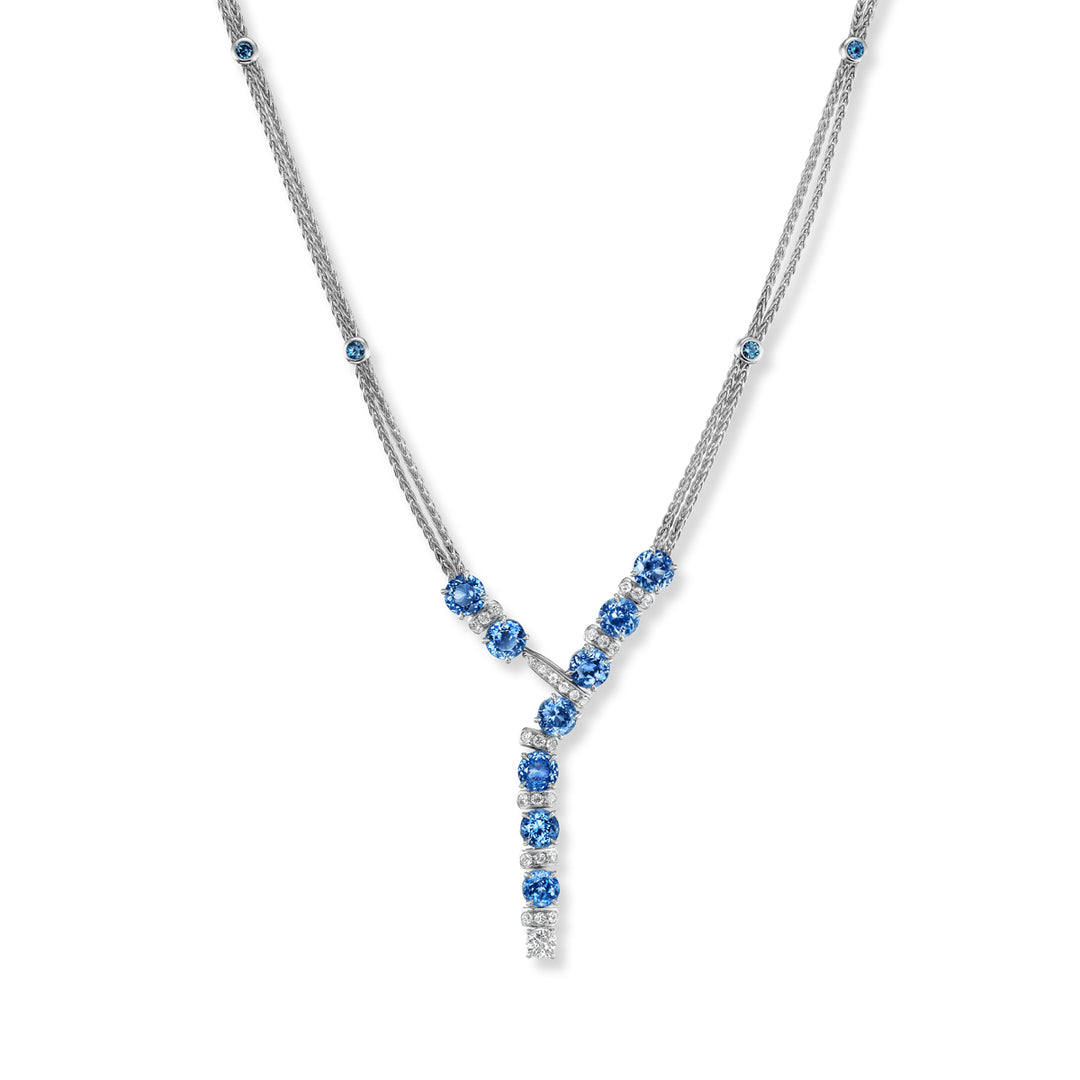 Platinum Sapphire and Diamond Lariat Necklace