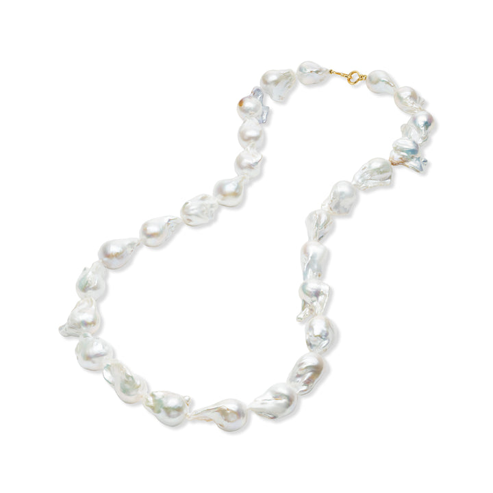 18K Yellow Gold White Freshwater Pearl Necklace