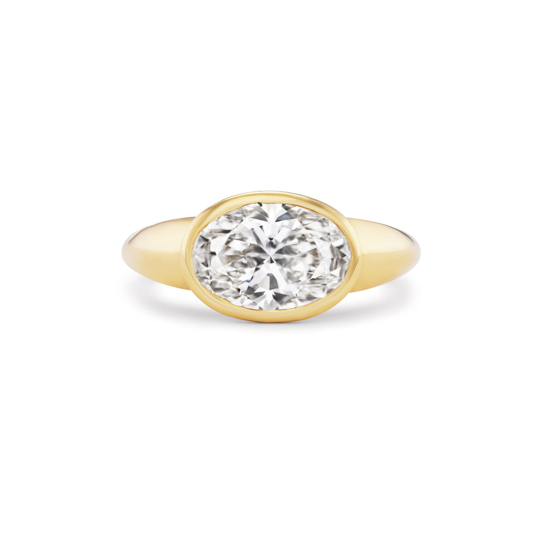 Contemporary Windsor Ring in 18K Yellow Gold with Oval 2.75ct LG Diamond