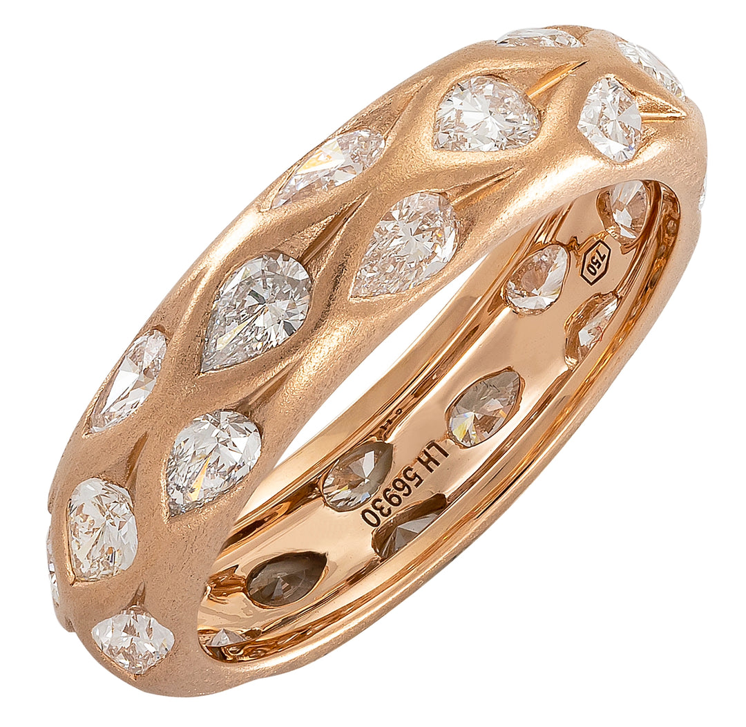 18K Pink Gold Pear Shaped Diamond Eternity Band