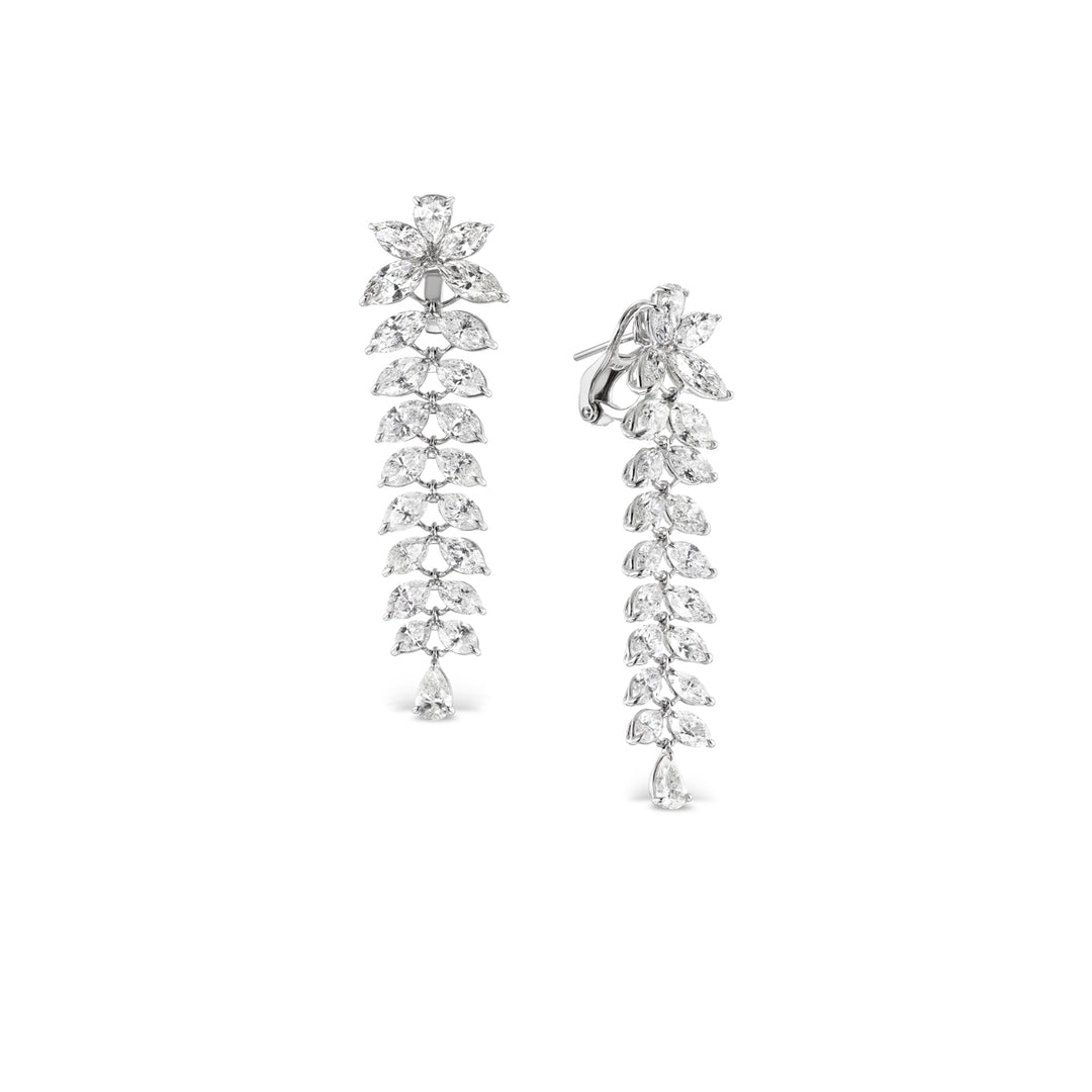 Platinum Earrings with Marquise and Pear-Shaped Diamonds