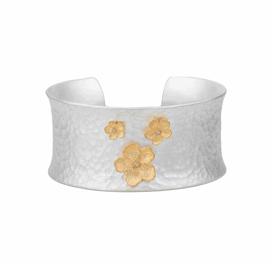 Sterling Silver and 22K Yellow Gold Buttercup Cuff Bracelet