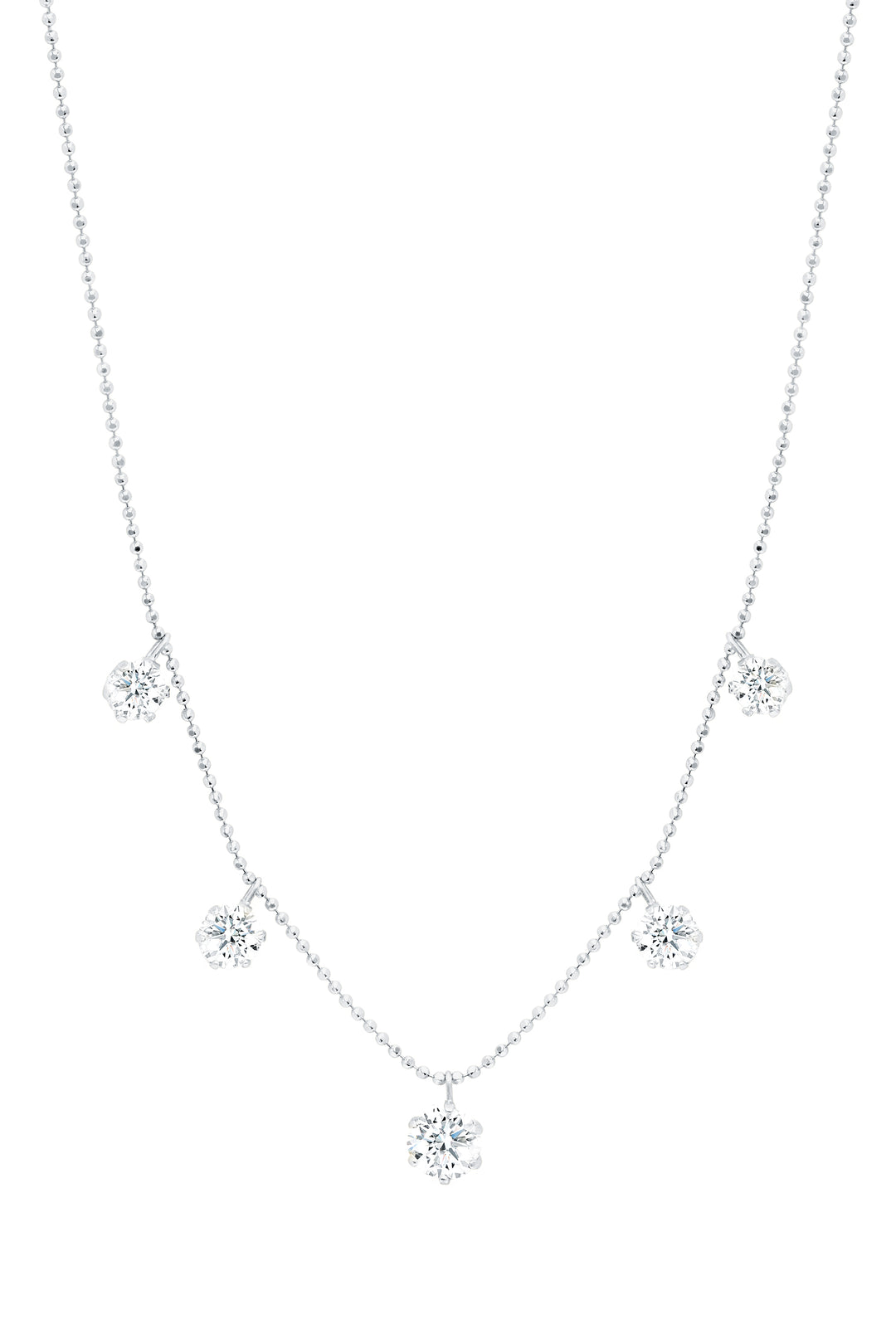 18K White Gold  Necklace with Large Floating Diamonds