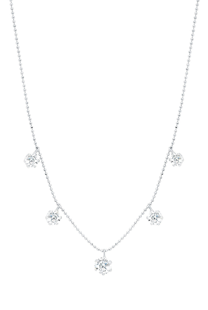 18K White Gold  Necklace with Large Floating Diamonds