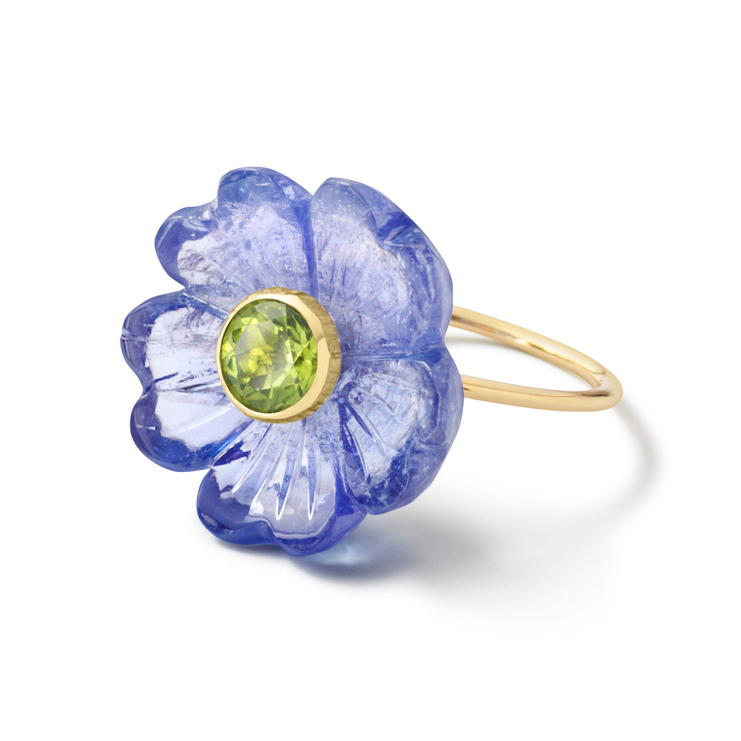 18K Yellow Gold Tanzanite Signature Flower Ring