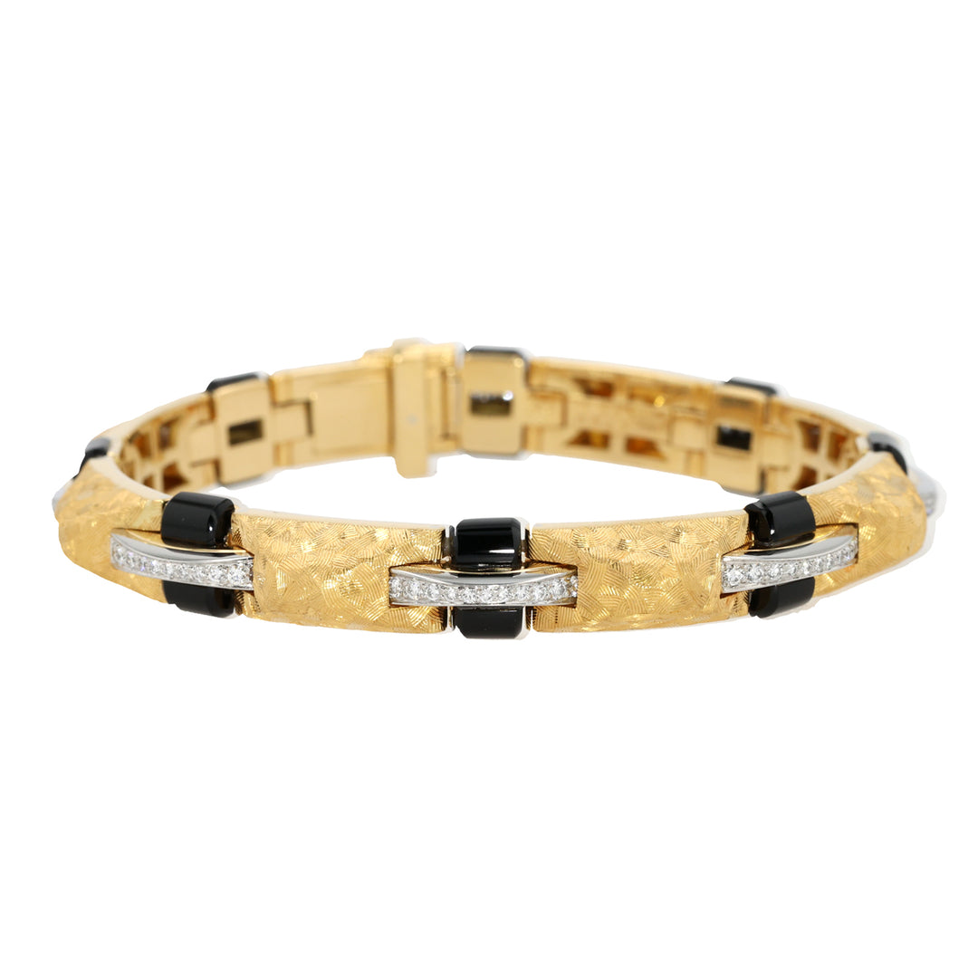 Gold and Platinum Black Onyx and Diamond Sienna Bracelet