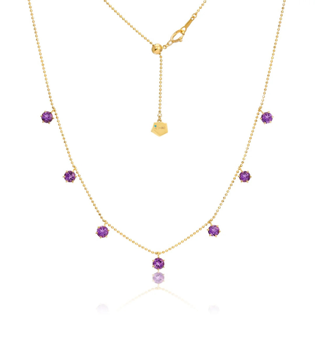 18K Yellow Gold Floating Amethyst Necklace