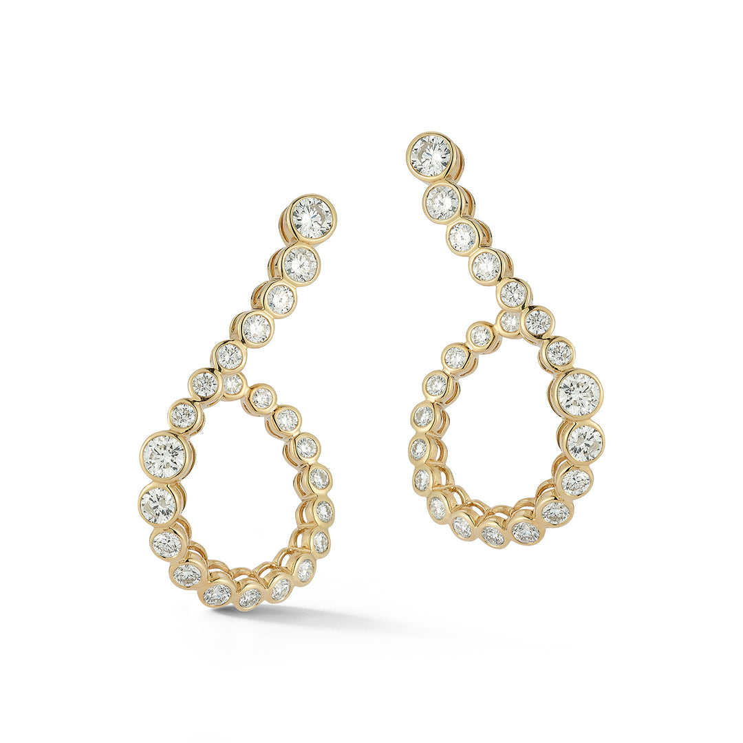 18K Yellow Gold Halo Diamond Earrings