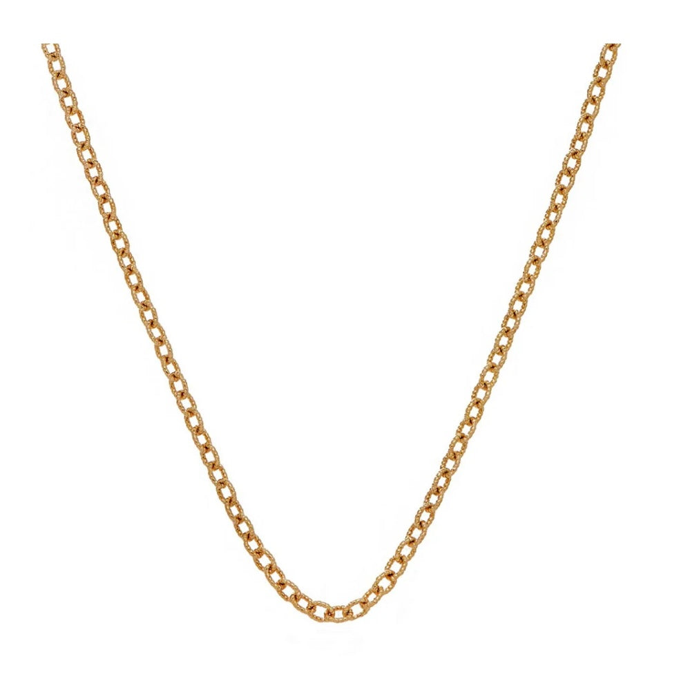 14K Yellow Gold Medium Twisted Oval Textured Chain Necklace