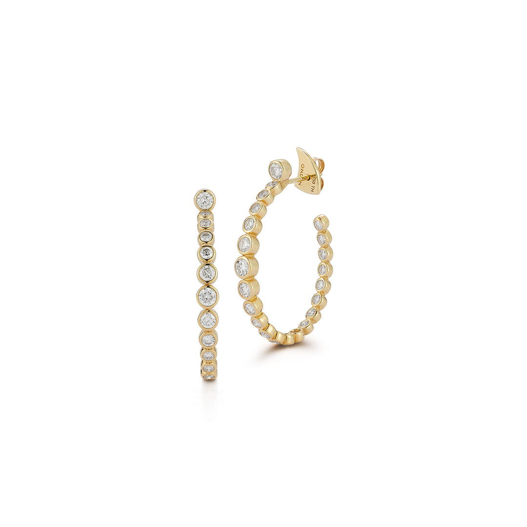 18K Yellow Gold Orta Open Hoop Diamond Earrings
