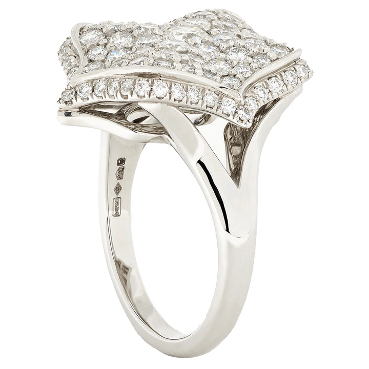 Platinum Pave Diamond Mini Lotus Ring