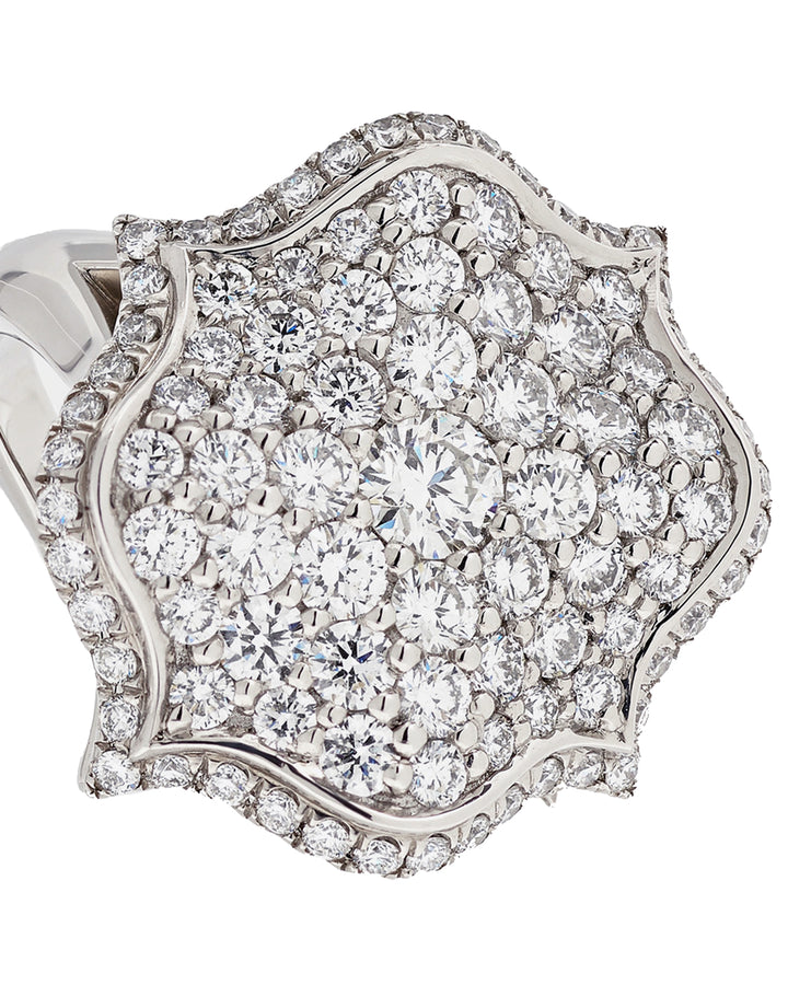 Platinum Pave Diamond Mini Lotus Ring