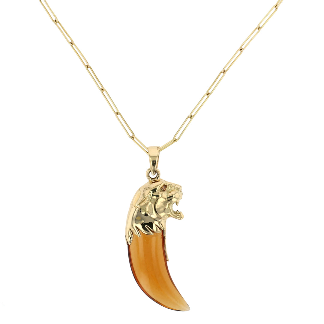 18K Yellow Gold Citrine Jaguar Pendant Necklace