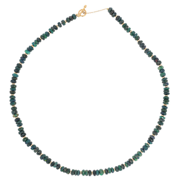 18K Yellow Gold Graduated Opal Bead Necklace