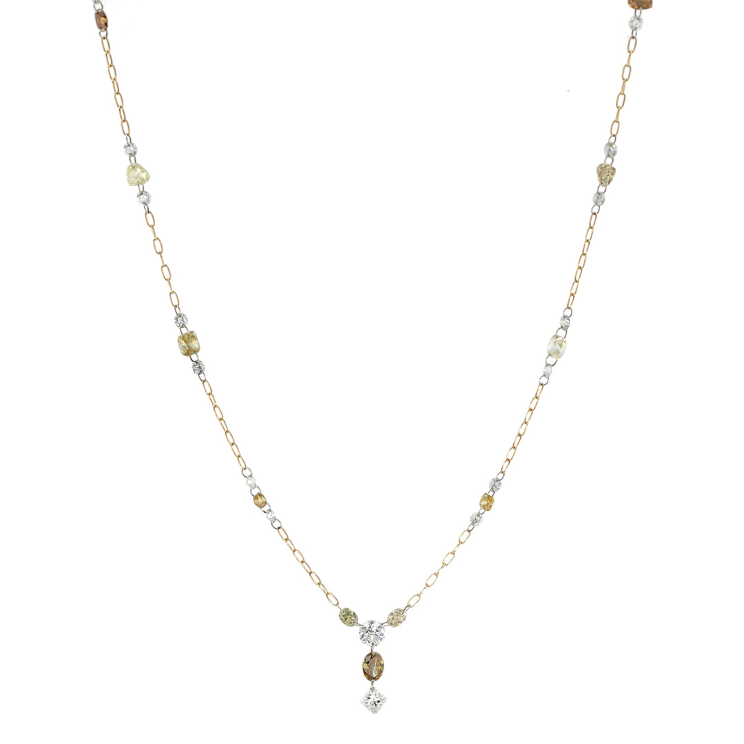 18K Yellow Gold and Platinum Portia Champagne and White Diamond Necklace