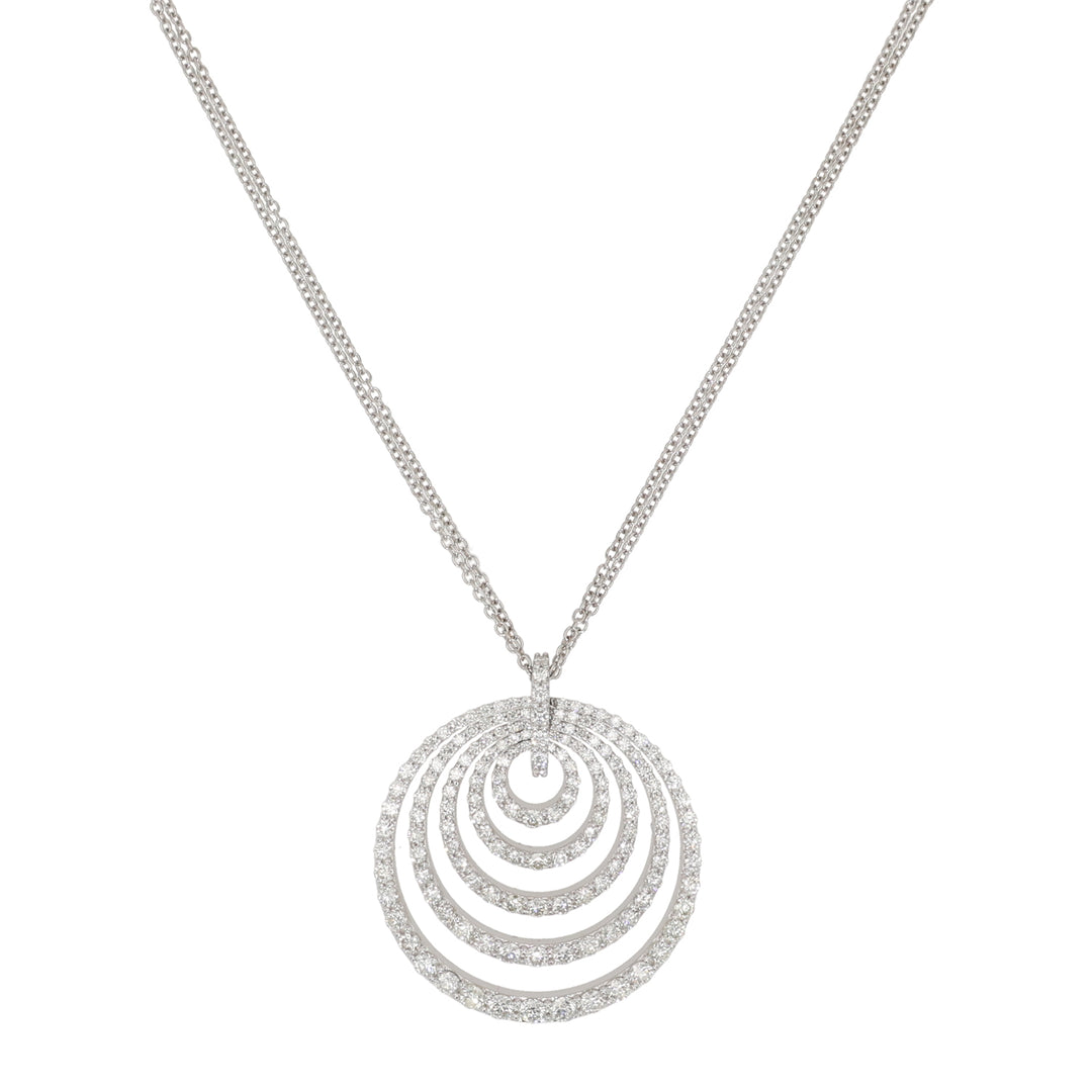 18K White Gold Diamond Spiral Pendant Necklace