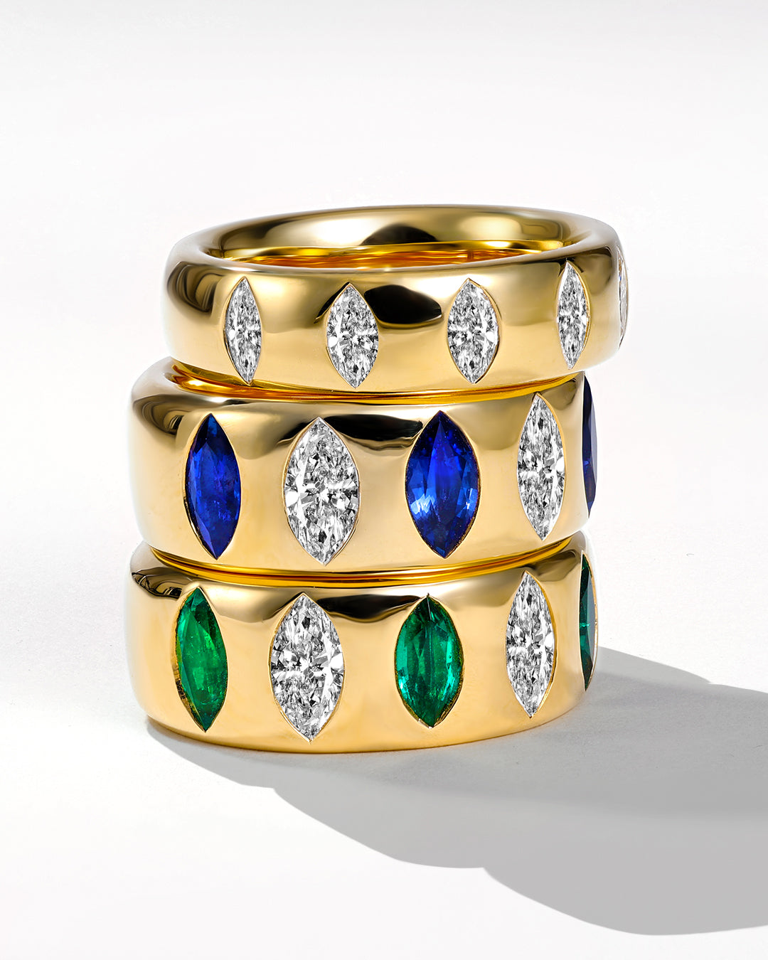 18K Yellow Gold Guardian Ring with Sapphires & Diamonds