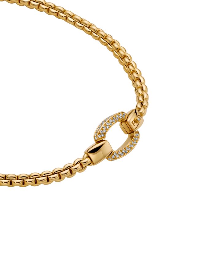 18K Yellow Gold Buckle, Flex-It Necklace with Round Brilliant Cut Diamonds (0.65 cttw)