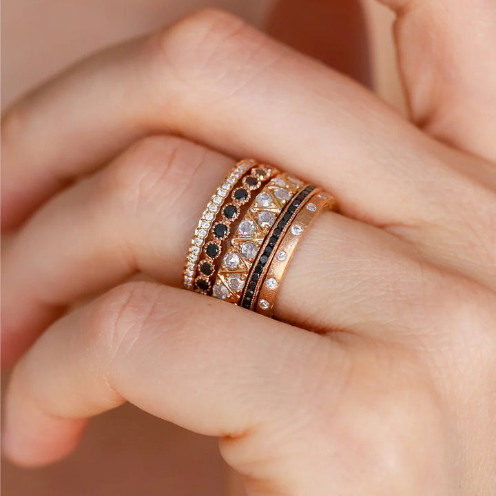 18K Rose Gold Bezel Set Black Diamond Band