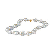 18K Yellow Gold Freshwater Pearl Necklace with Diamonds