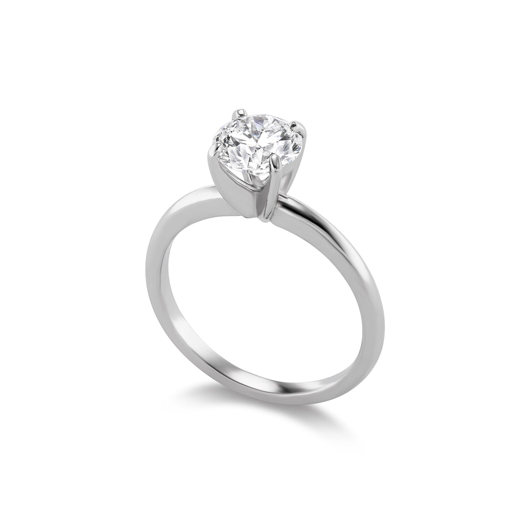 14K White Gold Solitaire Engagement Ring with Lab Grown Round Brilliant Cut Diamond