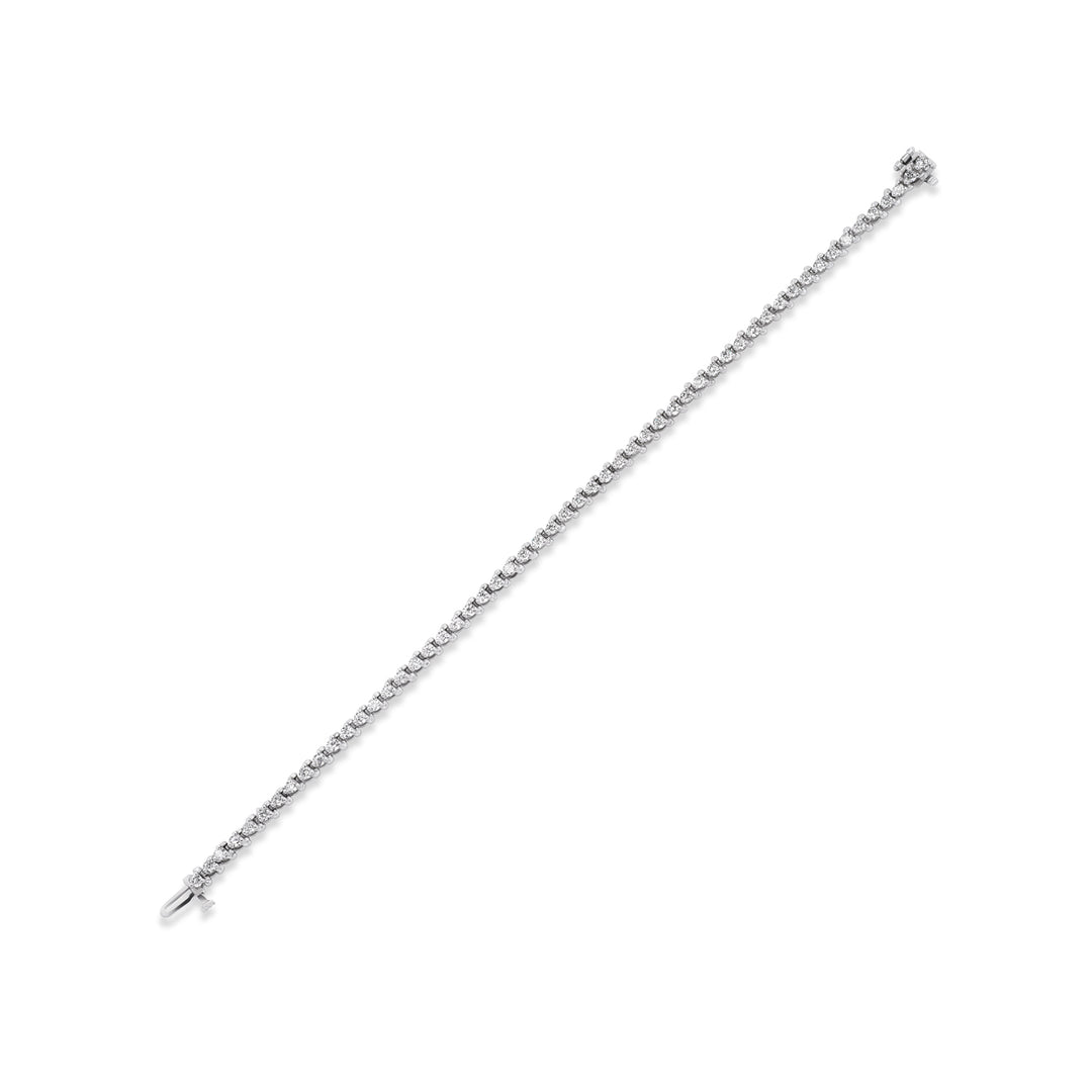 14K White Gold,  Round Brilliant Cut Natural Diamond Tennis Bracelet (2.0 cttw)