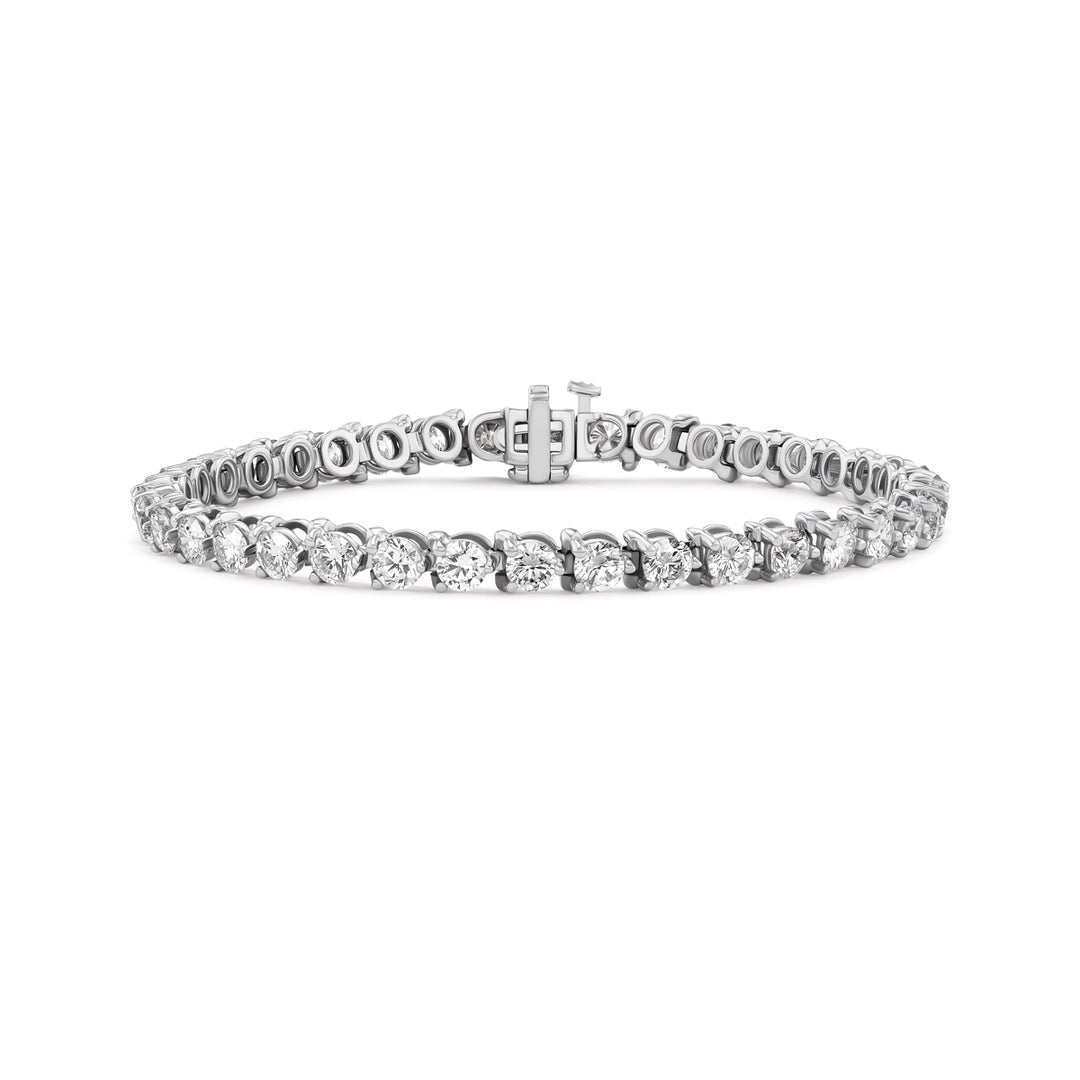 14K White Gold,  Round Brilliant Cut Natural  Diamond  Tennis Bracelet (8.0 cttw)