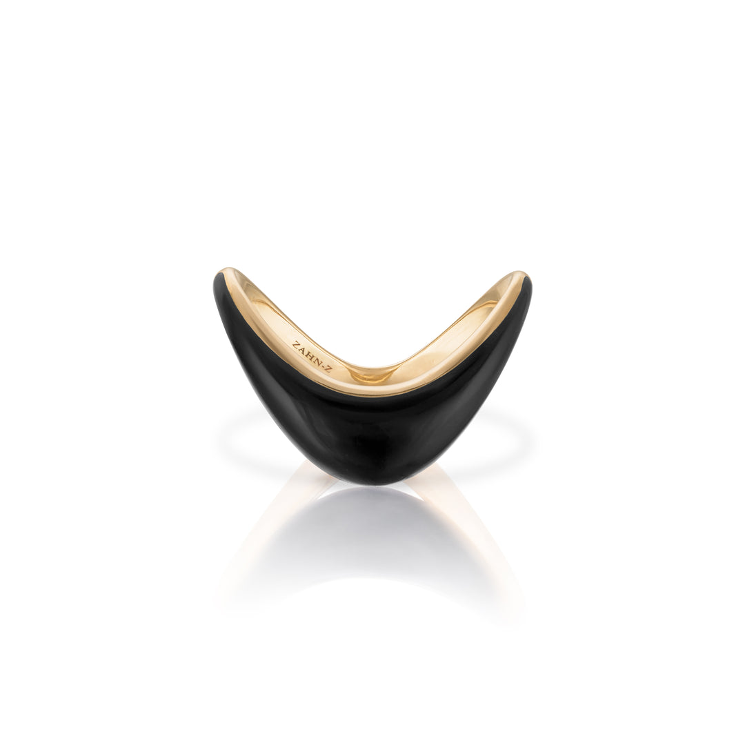 14K Yellow Gold & Onyx Petite ZAHA Ring