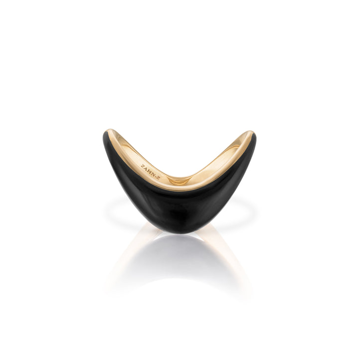 14K Yellow Gold & Onyx Petite ZAHA Ring