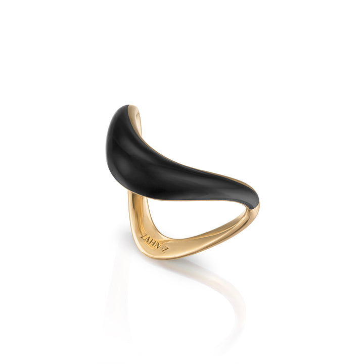 14K Yellow Gold & Onyx Petite ZAHA Ring