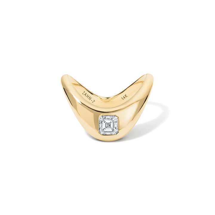 14K Yellow Gold Petite ZAHA Ring with 0.40 ct Asscher Cut Diamond